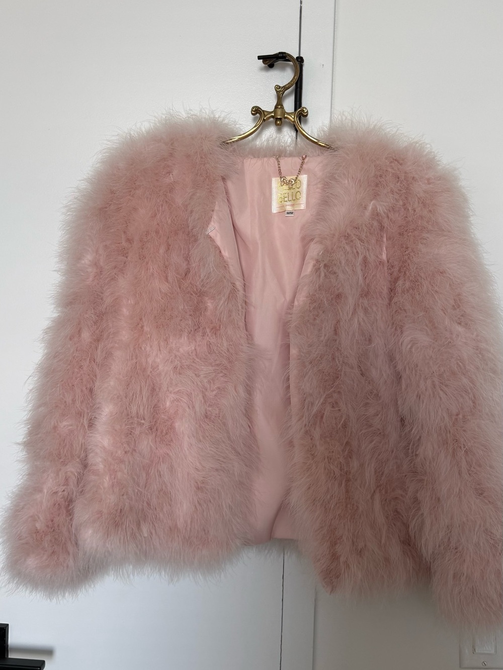 Blush Pink Feather Bomber Jacket - Women